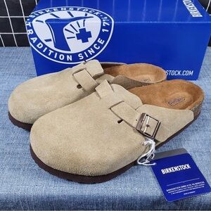 NWT Birkenstock Womens Boston Taupe Clogs Regular Size 40